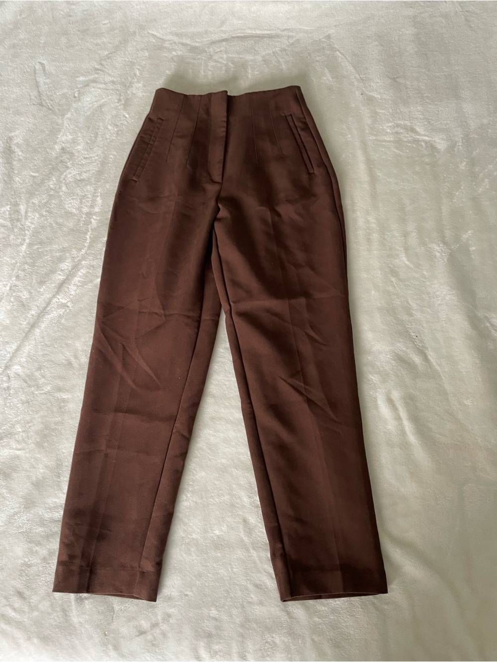 Zara High-Waist Tailored Pants in Dark Brown